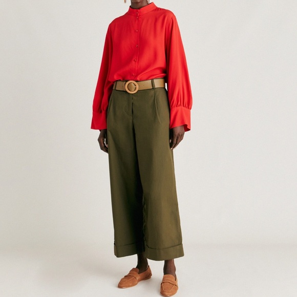 Momonì Grecale Poplin Pant - Army Green - Picture 1 of 5